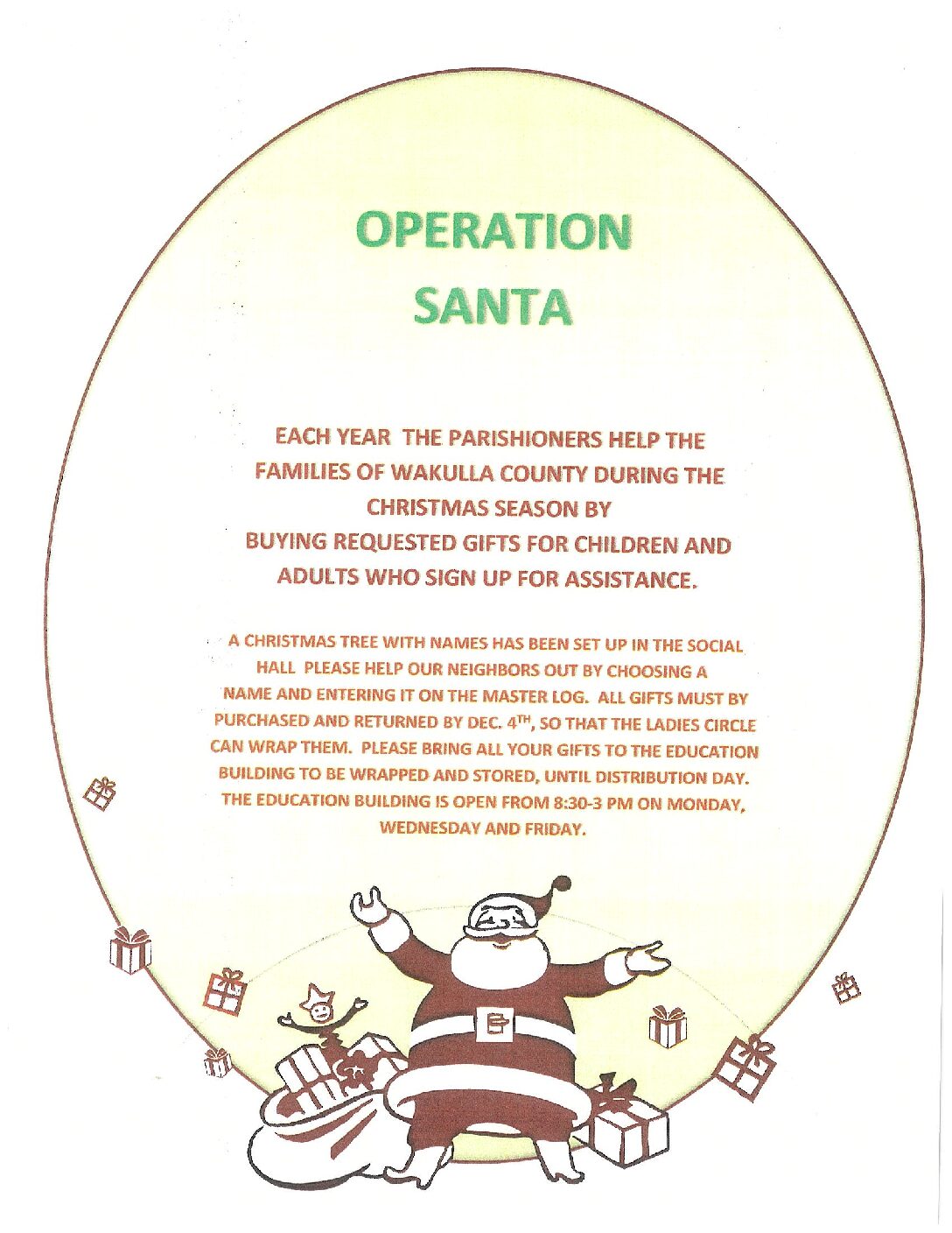 Please adopt a child or adult for Operation Santa this season