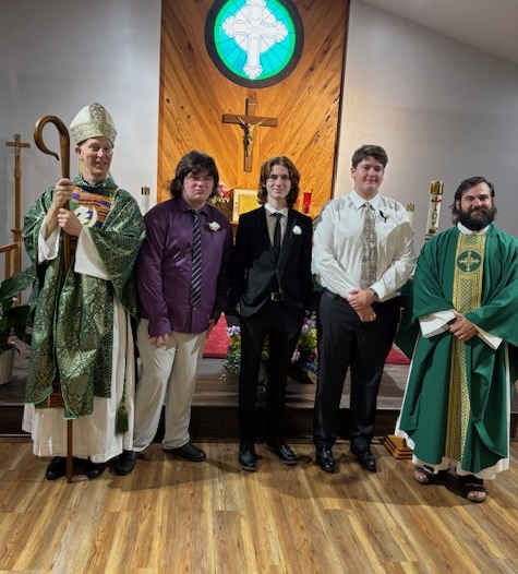 Confirmation class 25 with Bishop Wack and Father Hartley